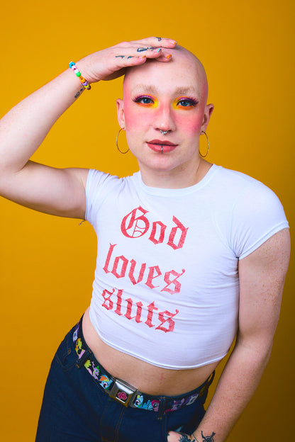 god loves sluts baby tee